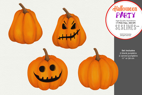 Halloween Party Ghosts, Pumpkins in Illustrations - product preview 4