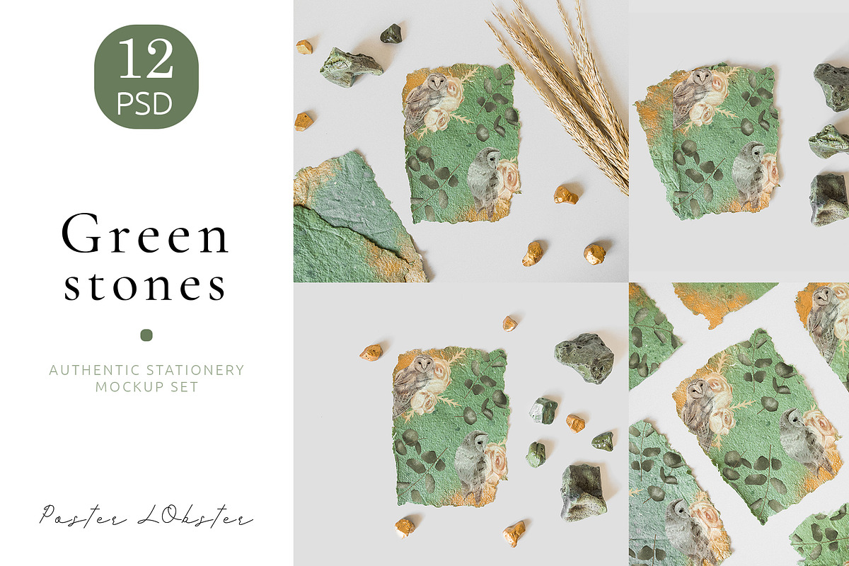 Green Stationery Mockup Set in Print Mockups - product preview 8