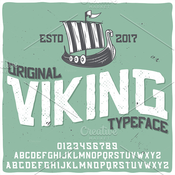 Vintage label typeface Viking in Display Fonts - product preview 2
