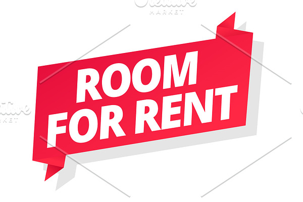 Room for rent. Word on red ribbon