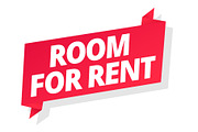 Room for rent. Word on red ribbon