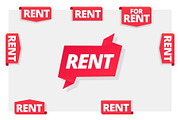 Rent label. Flag, sticker on the