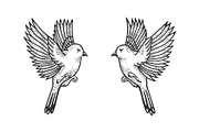 Sparrow birds tattoo sketch