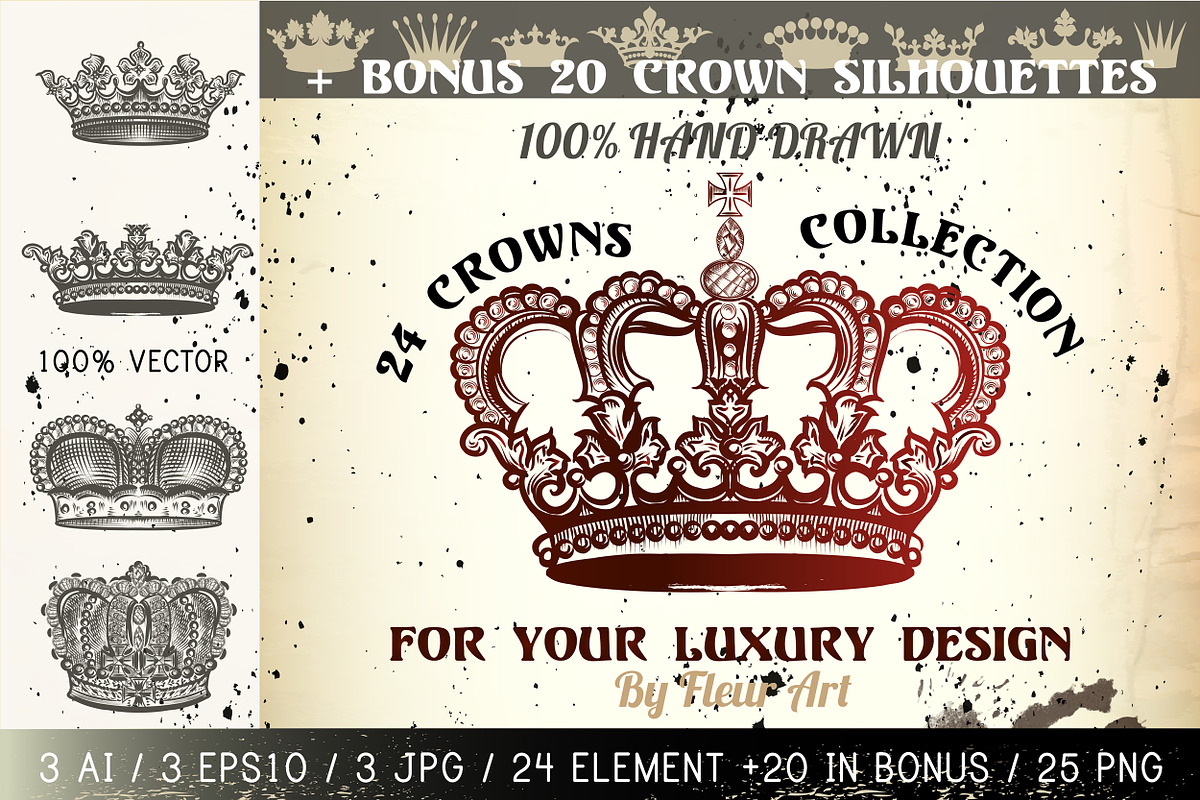 A collection of engraved crowns in Objects - product preview 8