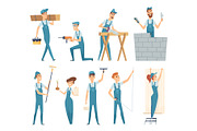 Workers. Male and female builders