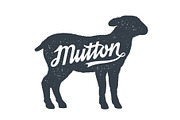 Mutton, Sheep, Lamb. Lettering