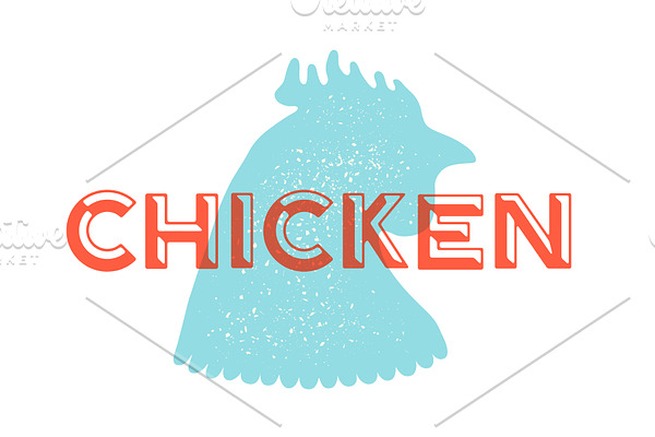Rooster, poultry. Vintage logo