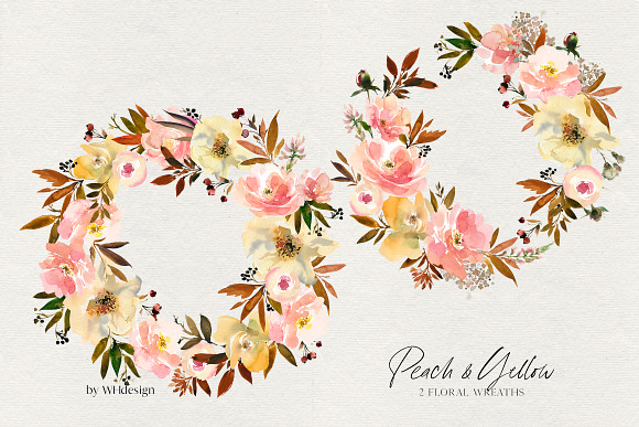 Peach & Yellow Watercolor Floral PNG in Illustrations - product preview 2