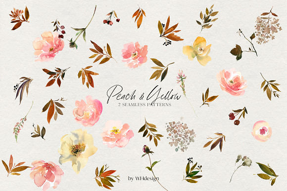 Peach & Yellow Watercolor Floral PNG in Illustrations - product preview 3