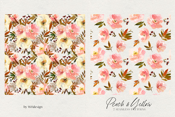 Peach & Yellow Watercolor Floral PNG in Illustrations - product preview 4