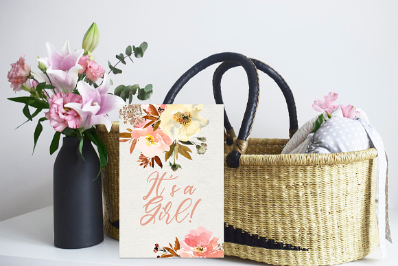 Peach & Yellow Watercolor Floral PNG in Illustrations - product preview 5