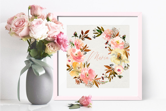 Peach & Yellow Watercolor Floral PNG in Illustrations - product preview 6