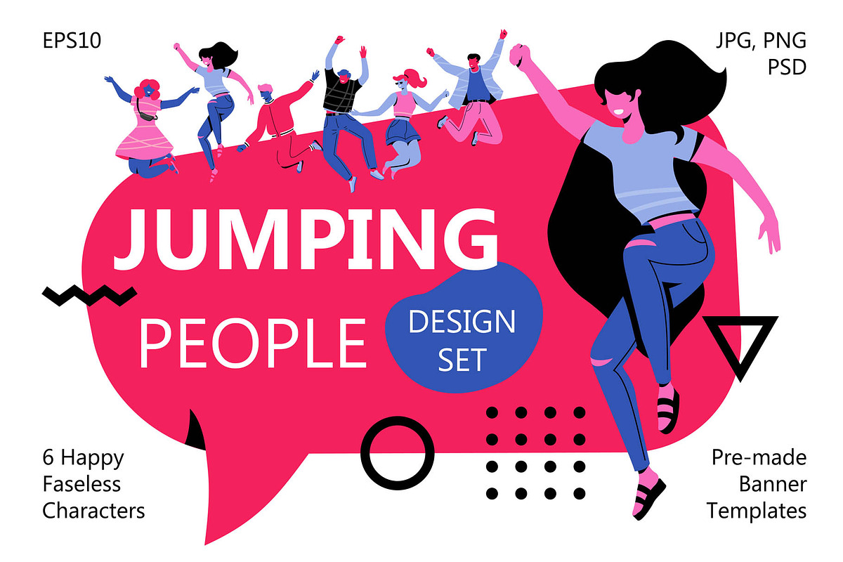 Jumping People Design Set in Web Elements - product preview 8