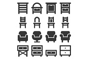 Furniture Icons Set on White