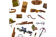Weapon and hunting vector pattern