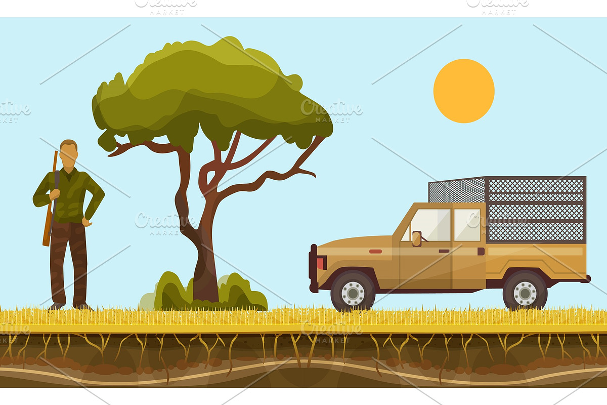 Hunter in safari vector illustration in Textures - product preview 8