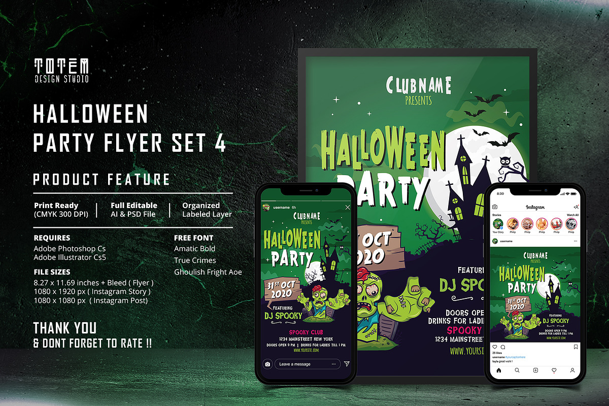 HALLOWEEN PARTY FLYER SET 4 in Flyer Templates - product preview 8