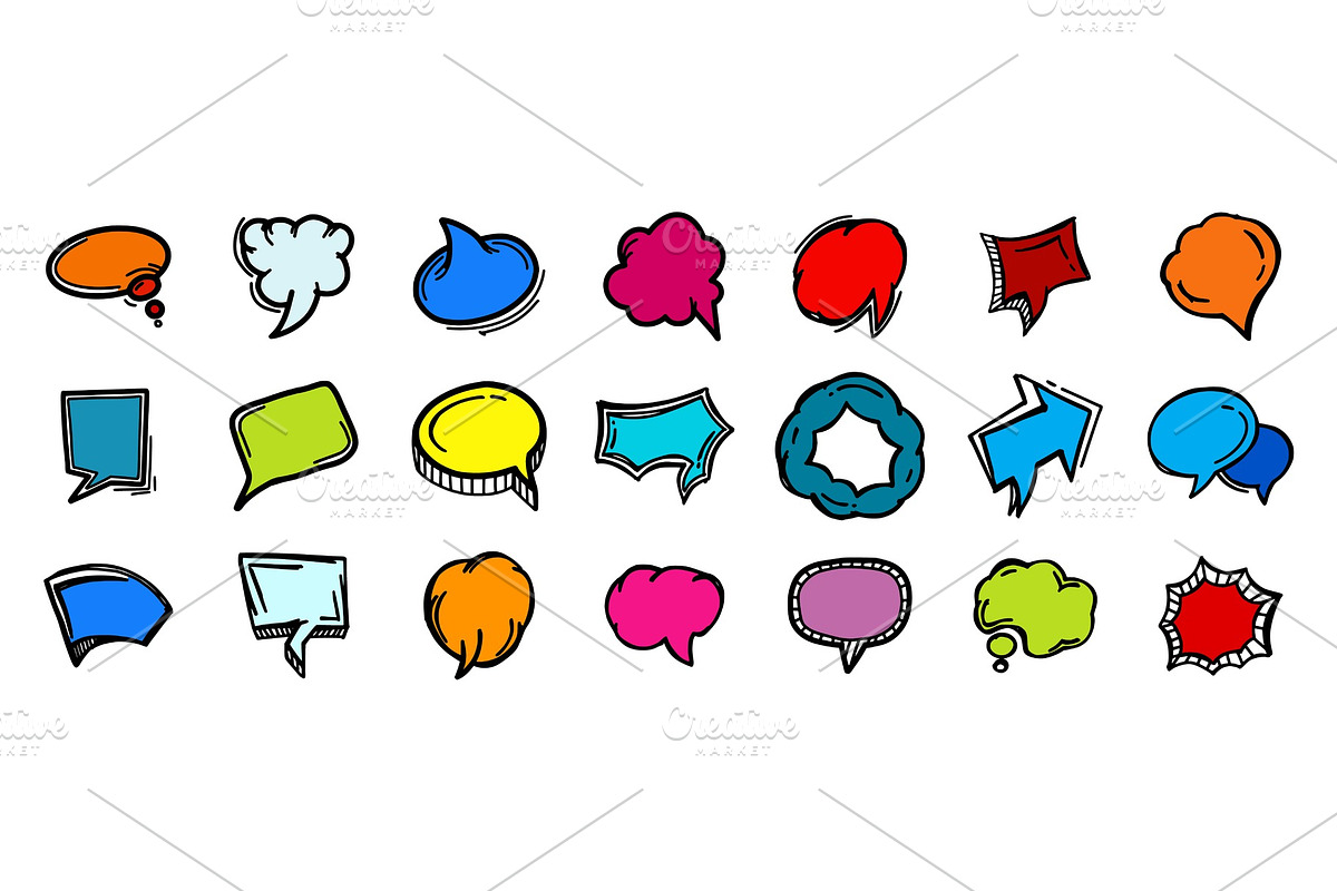 Set of hand drawn speech bubbles in Illustrations - product preview 8