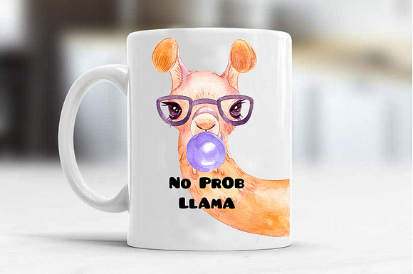 Llama peekaboo - watercolor clipart in Illustrations - product preview 1