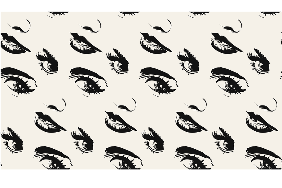 Lips and eyes girl, pattern in Patterns - product preview 8