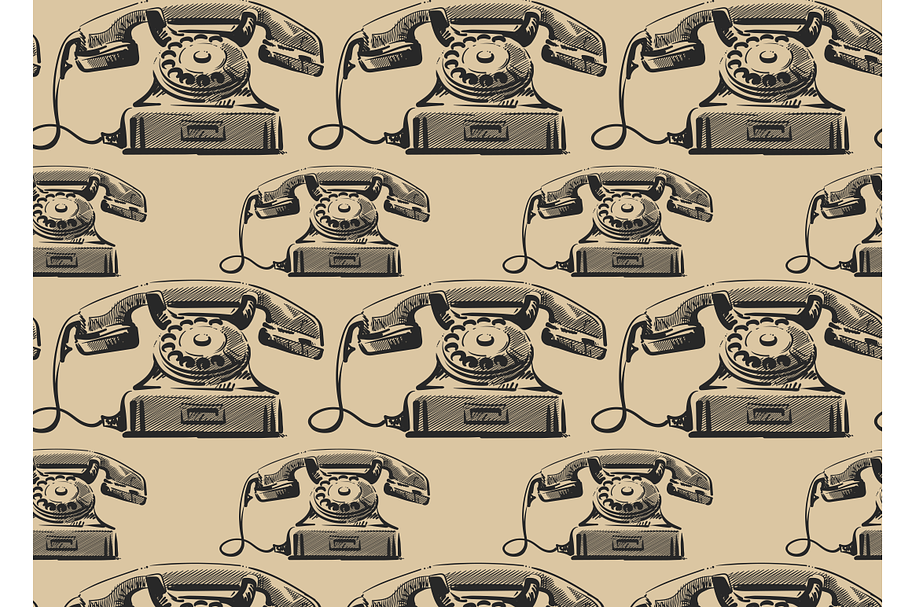 Seamless pattern with old telephone in Patterns - product preview 8
