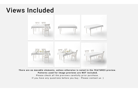 Rectangular Tablecloth Set in Print Mockups - product preview 1