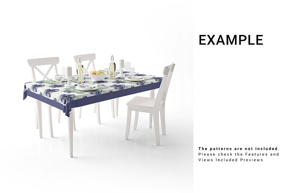 Rectangular Tablecloth Set in Print Mockups - product preview 7