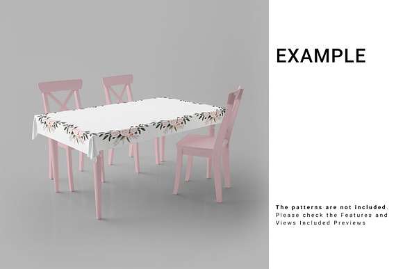 Rectangular Tablecloth Set in Print Mockups - product preview 13