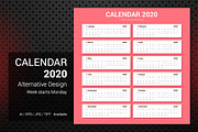 Calendar 2020 Week Starts Monday