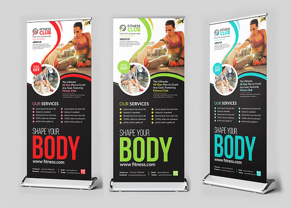 Fitness Roll Up Banner Templates in Flyer Templates - product preview 1