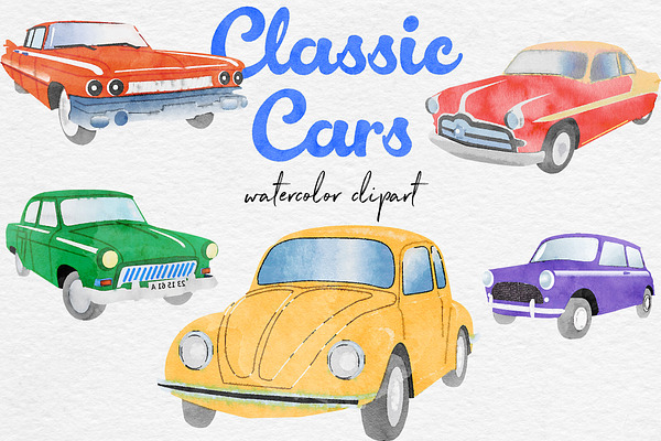 Watercolor Cars Clipart