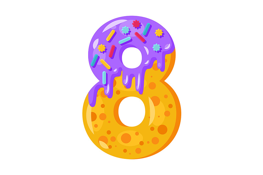 Donut cartoon eight number in Add-Ons - product preview 8