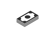 Money stack black icon on white