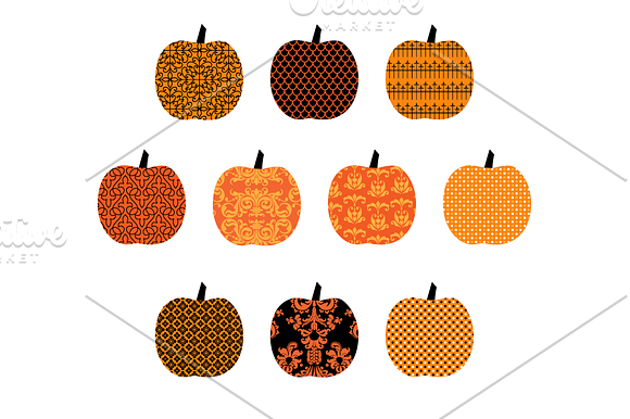 Halloween Patterned Pumpkins in Illustrations - product preview 1