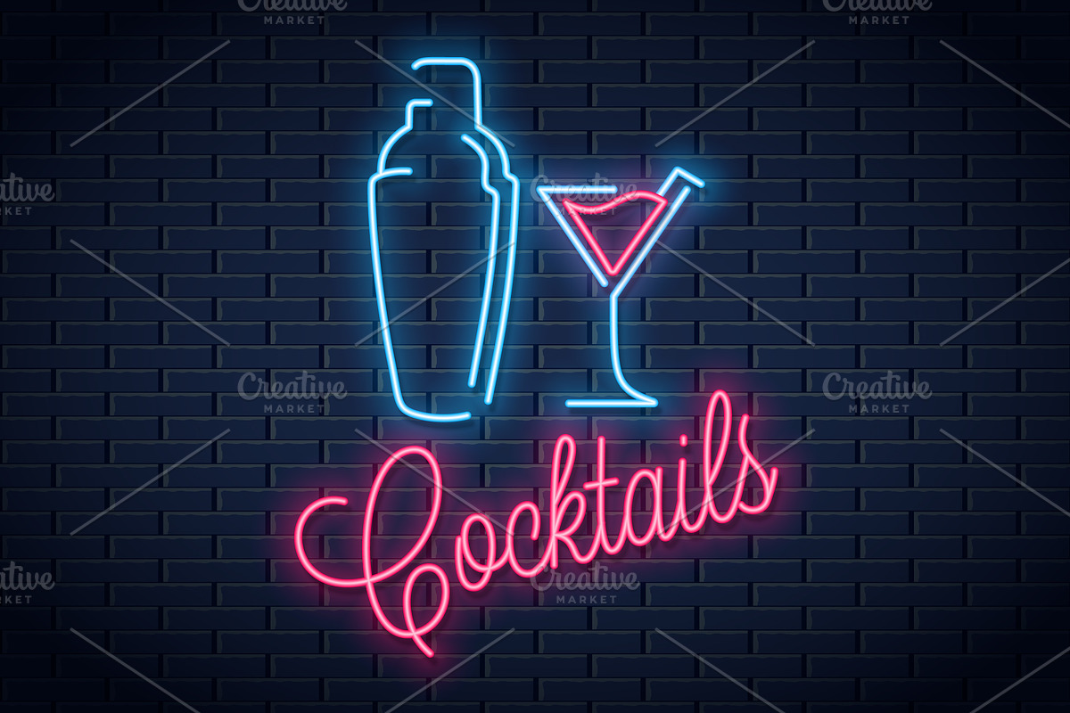 Shaker neon logo. Cocktail party. in Logo Templates - product preview 8