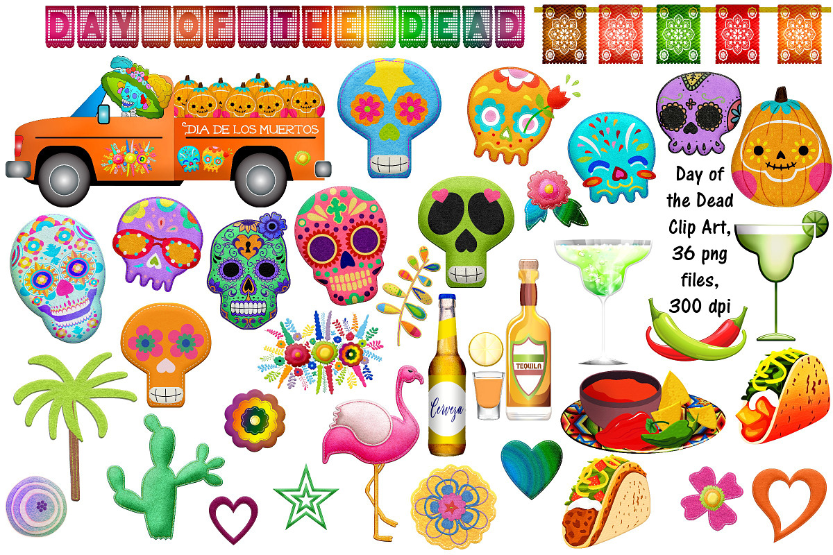 Day of the Dead Clip Art in Illustrations - product preview 8