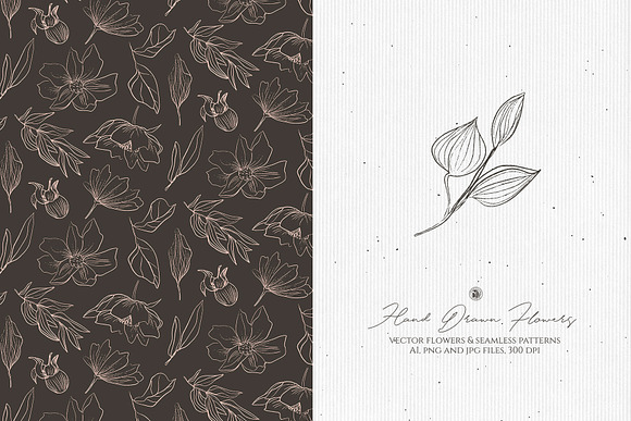 Hand Drawn Flowers Seamless Patterns in Patterns - product preview 1