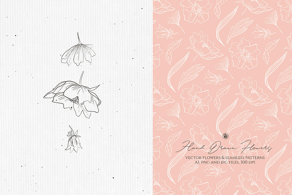 Hand Drawn Flowers Seamless Patterns in Patterns - product preview 2