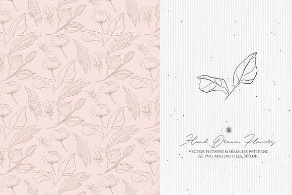 Hand Drawn Flowers Seamless Patterns in Patterns - product preview 3