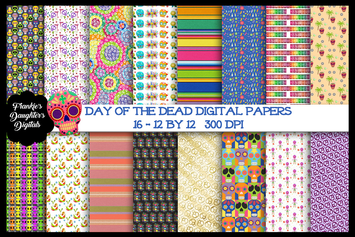 Day of the Dead Digital Papers in Patterns - product preview 8