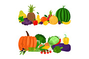Vegetables fruits set