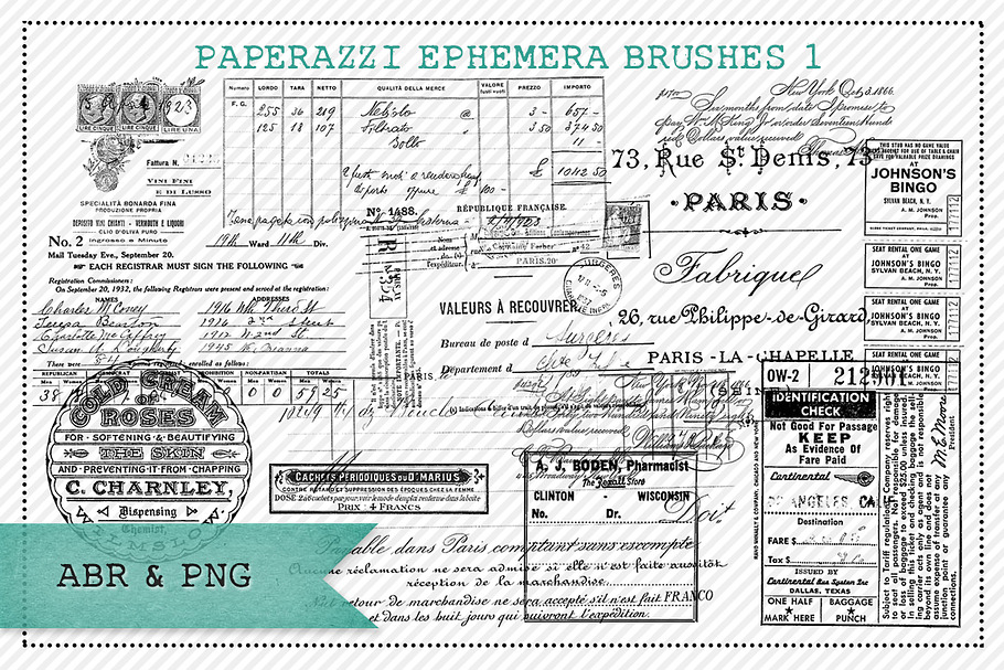 Paperazzi Ephemera Brushes & Stamp 1