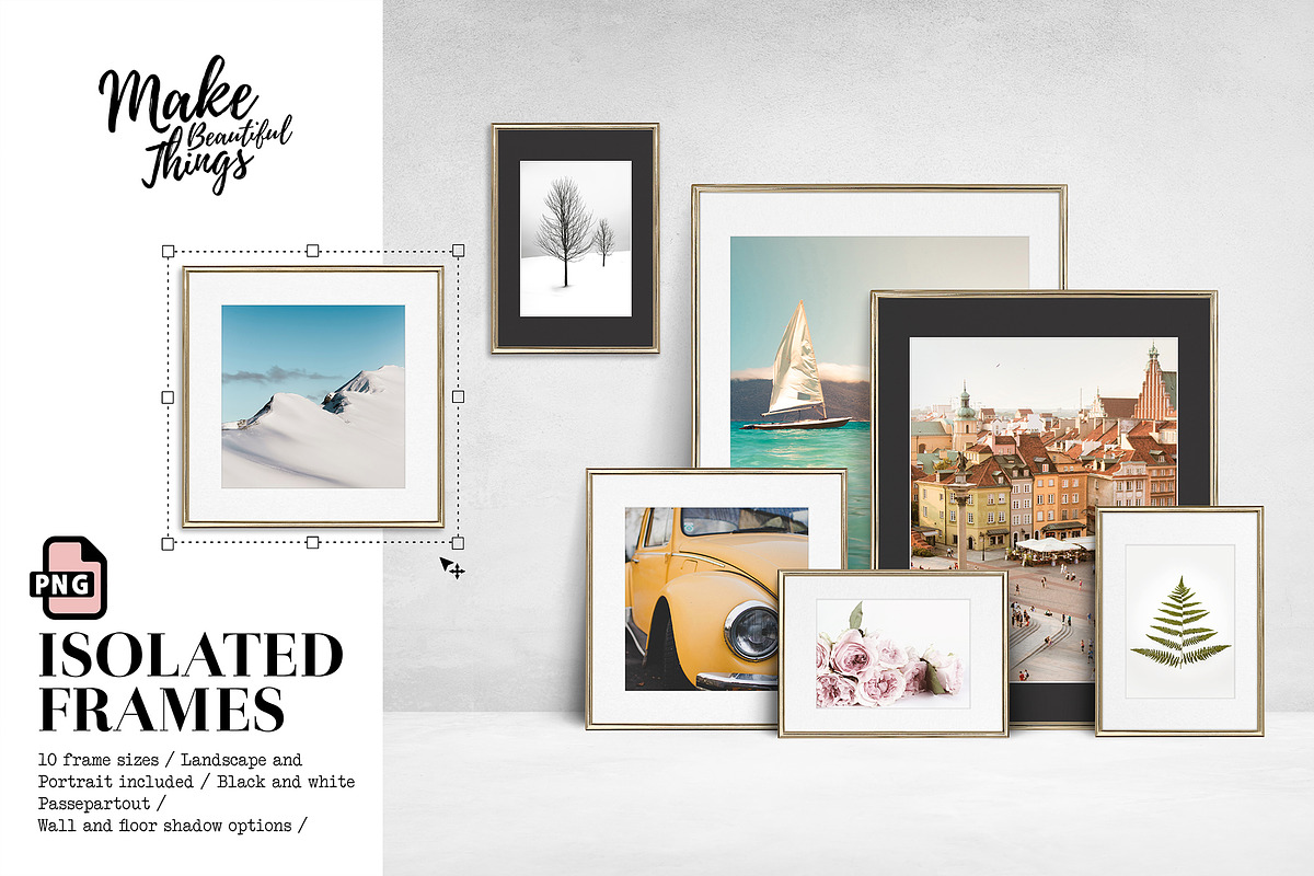 PNG gold isolated frames mockup in Print Mockups - product preview 8