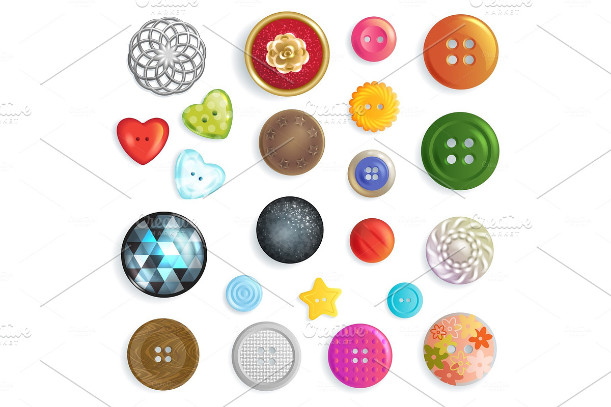 Sewing button vector fashion design in Objects - product preview 8