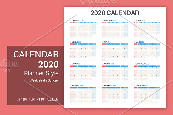 Calendar 2020 Planner Design in Stationery Templates - product preview 1