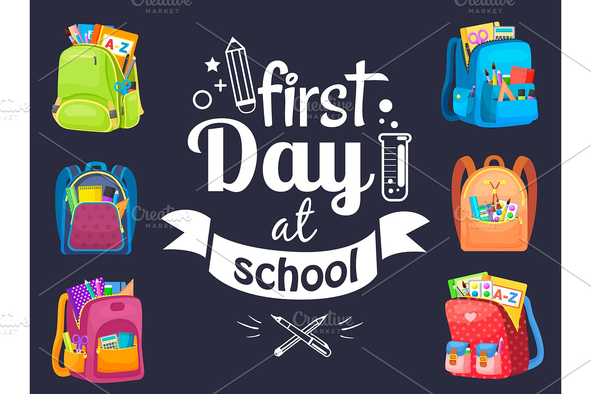 Back to School Postcard, Backpack in Objects - product preview 8
