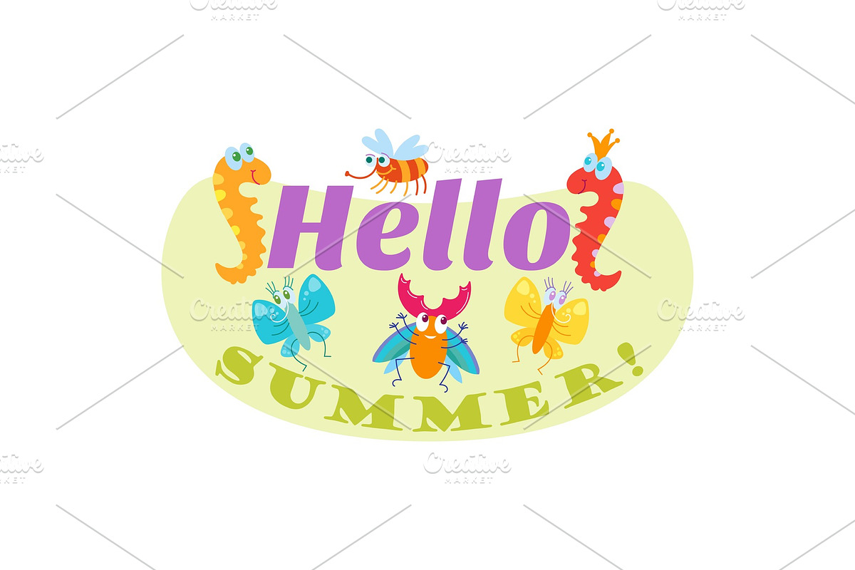 Hello Summer typographic logo sign in Objects - product preview 8