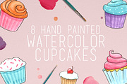 Watercolor Cupcake Illustrations