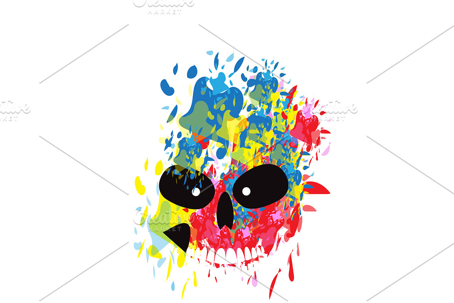 Artistic colorful skull icon backgro