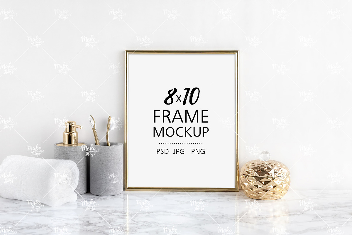 8x10 portrait bathroom frame mockup in Print Mockups - product preview 8